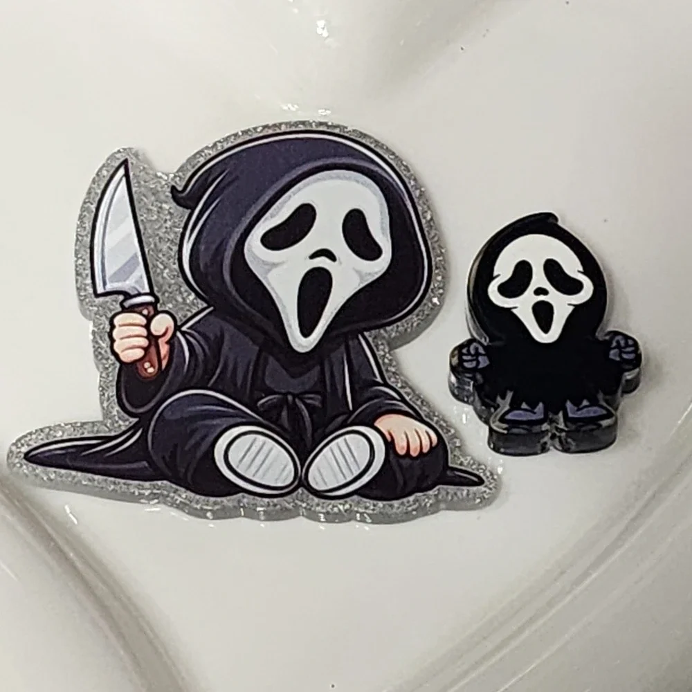 Horror Ghost Monster Flatback Focal Bead Beaded Pen Badge Flats Planar Acrylic